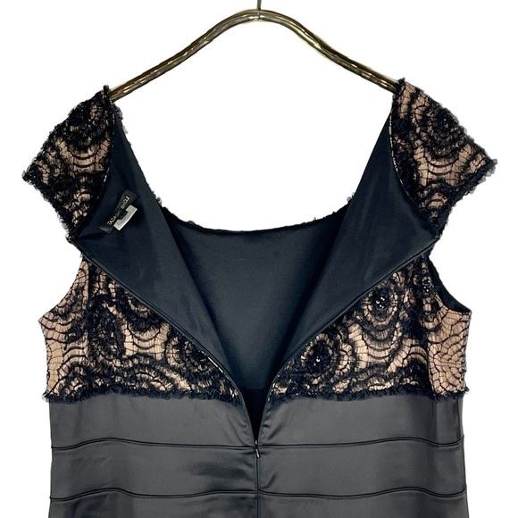 TADASHI SHOJI OT85851MQ RUCHED FLORAL LACE SCOOP NECK CAP SLEEVE SHEATH DRESS - Picture 8 of 15